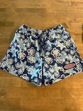 Vineyard Vines Navy and Light Blue Starfish Swim Trunks